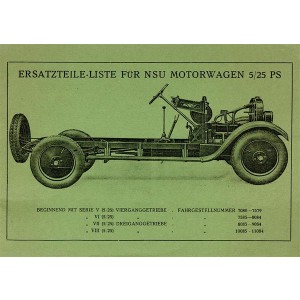 NSU 5/25 PS Motorwagen Serien 5 /6 /7 /8 Ersatzteilliste