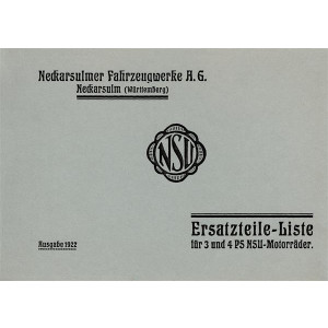 NSU 3 und 4 PS Motorräder Ersatzteilkatalog