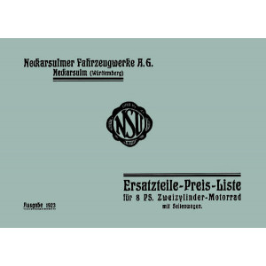 NSU 8 PS 2-Zylinder-Motorrad mit Seitenwagen Ersatzteilkatalog