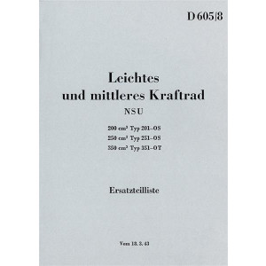 NSU 201OS, 251OS, 351OS Ersatzteilkatalog