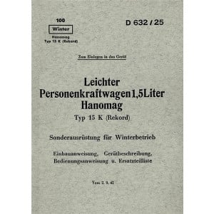 Hanomag Rekord (Typ 15 K) Betriebsanleitung und Ersatzteilkatalog