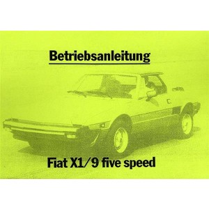 Fiat X1/9 five speed Betriebsanleitung