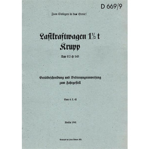 Krupp Lastkraftwagen 1,5 t Typ L 2 H 143, Gerätbeschreibung