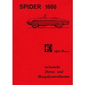 Alfa Romeo Spider 1600 Technische Daten und Hauptkontrollmaße