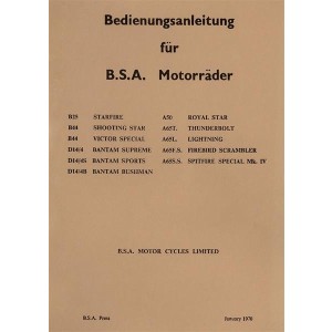 BSA Alle Modelle 1970, Betriebsanleitung