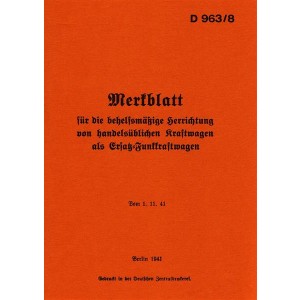 Merkblatt für Herrichtung von Ersatz-Funkkraftwagen 1941