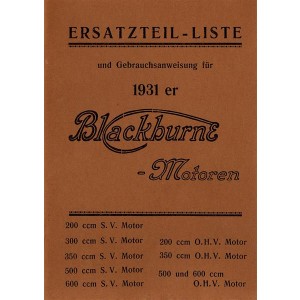Blackburne Modelle 1931 - Bedienungsanleitung und Ersatzteilliste