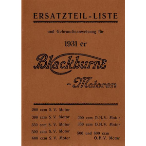 Blackburne Modelle 1931 Betriebsanleitung und Ersatzteilkatalog