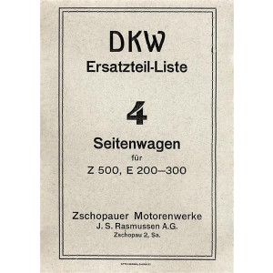 DKW Seitenwagen für E200 E300 Z500 Ersatzteilkatalog