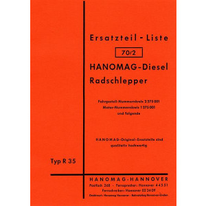 Hanomag Diesel-Radschlepper R 35/ R 35 RC Ersatzteilkatalog