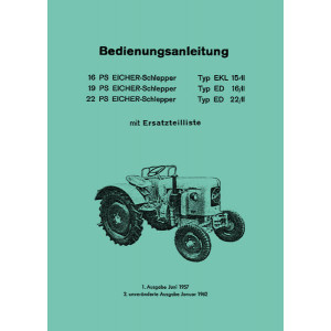 Eicher EKL15/II ED16/II ED22/II Betriebsanleitung und Ersatzteilkatalog