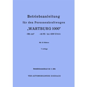 Wartburg 1000 Betriebsanleitung