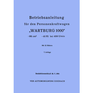 Wartburg 1000 Betriebsanleitung