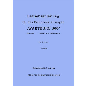 Wartburg 1000 Betriebsanleitung