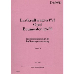Opel LKW 1,5t Typ 2,5-32, Betriebsanleitung und Gerätebeschreibung