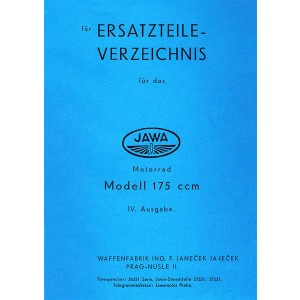 Ersatzteile-Verzeichnis für das Jawa Motorrad Modell 175 ccm IV. Ausgabe