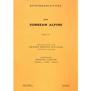 Sunbeam Alpine Serie IV, Betriebsanleitung