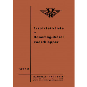 Hanomag R 25 Diesel-Radschlepper Ersatzteilkatalog