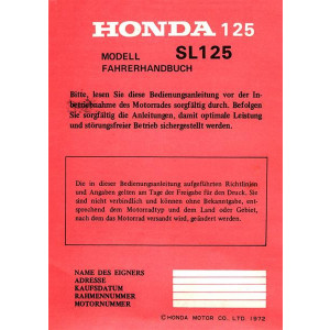 Honda SL125 Fahrerhandbuch