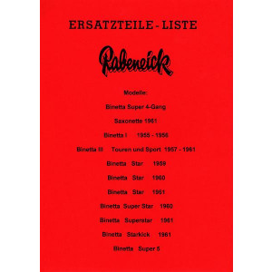 Rabeneick Modelle von 1955 bis 1961 Ersatzteilliste 