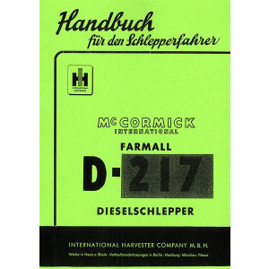 IHC International Harvester Farmall D-217 Betriebsanleitung