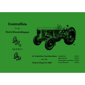 Deutz Diesel Schlepper D 50S D50.1S D55 Ersatzteilkatalog