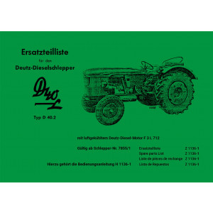 Deutz D40L Ersatzteilliste