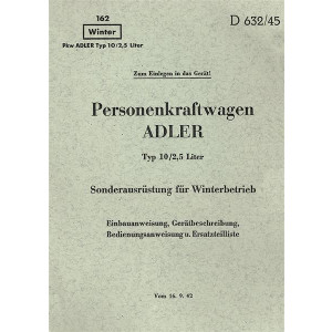 Adler Typ 10/2,5 Liter Sonderausrüstung für Winterbetrieb