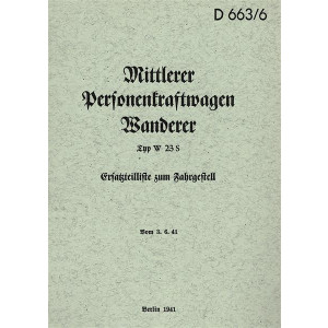 Mittlerer Personenkraftwagen Wanderer Typ W 23S Ersatzteilkatalog