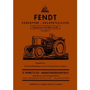 Fendt Dieselross F12GH und F12HL Ersatzteilliste