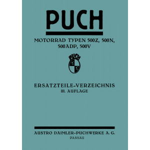 Puch Motorrad, Typen 500Z, 500N, 500ADP, 500V, Ersatzteilkatalog