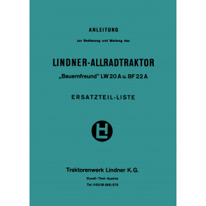 Lindner LW20A und BF22A Betriebsanleitung und Ersatzteilkatalog