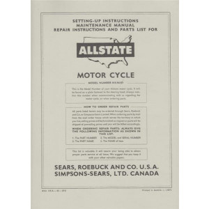 Allstate 125A - Owners Manual, Repair Manual, Spare-parts Catalog