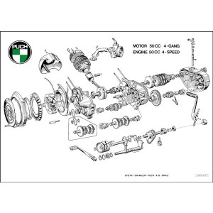 Puch 4-Gang-Motor gebläsegekühl Original Poster