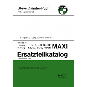 Puch Maxi, 1- und 2-Gang-Automatik, N, E, LS, SL, SE; L 2, S 2, LS-2, SE-2, Rider, Ersatzteilkatalog