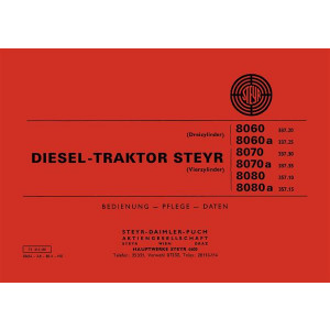 Steyr 8060 8060a 8070 8070a 8080 8080a Traktor Betriebsanleitung