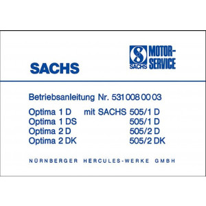 Sachs Hercules Optima 1D, 1DS, 2D, 2DK mit Sachs Motor 505, Betriebsanleitung