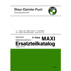 Puch Maxi 2-Gang handgeschaltet, mit Pedalen oder Kickstarter, Ersatzteilkatalog