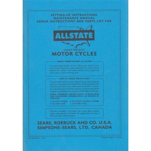 Allstate Sears Light-weight Motorcycle, Maintenance, Repair Instructions and Parts List