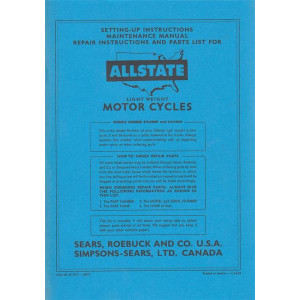 Allstate Sears Light-weight Motorcycle, Maintenance, Repair Instructions and Parts List