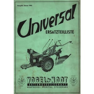 Vogel & Noot Univeral, Balkenmäher, Bodenfräe, Motorhackegge, Wiege, Pflug, Ersatzteilkatalog