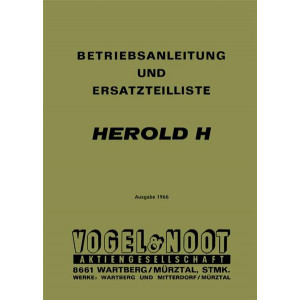 Vogel & Noot Herold H, Pflug für Leichttraktoren, Betriebsanleitung und Ersatzteilkatalog