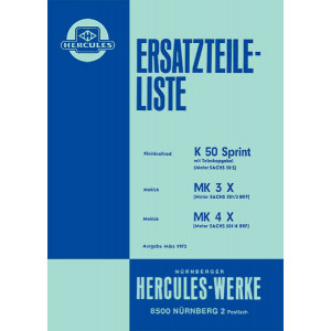 Hercules K50 Sprint mit Teleskopgabel, MK 3 X, MK 4 X, Ersatzteilliste