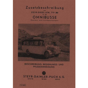 Steyr Omnibusse, Kasten- und Landpostwagen, Zusatz-Betriebsanleitung zu Steyr-Diesel-LKW 380