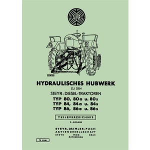 Steyr 80 80a 80s 84 84a 84s 86 86e 86s Hydraulisches Hubwerk Ersatzteilkatalog