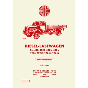 Steyr Diesel-Lastwagen, Typen 480, f, k, g, z, zf, zk, zg, Ersatzteilkatalog