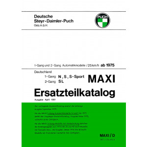 Puch Maxi N, S, S-Sport, SL, 1- und 2-Gang, Ausführung für Deutschland, Ersatzteilkatalog