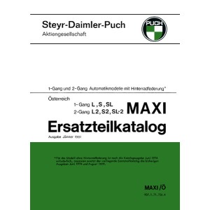 Puch Maxi L, S, SL, 1-Gang-Automatik, L2, S2, SL-2 und 2-Gang-Automatik, Ersatzteilkatalog