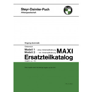 Puch, Maxi,1-Gang-Automatik, mit oder ohne Hinterradfederung, Ersatzteilkatalog