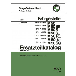 Puch M 50, SE, S, Sport, Racing, GP, SG, ab 1968, nur Fahrgestelle, Ersatzteilkatalog